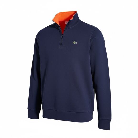 Lacoste Men’s 1/4 Zip Pullover – Navy Blue & Orange Size 6 (XL) Preppy Golfwear - Picture 2 of 12